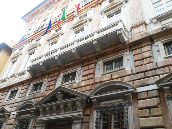 La facciata di Palazzo Tobia Pallavicino