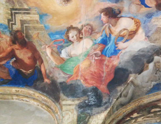 Tre muse e, a sinistra, il dio Efesto Tre muse e, a sinistra, il dio Efesto