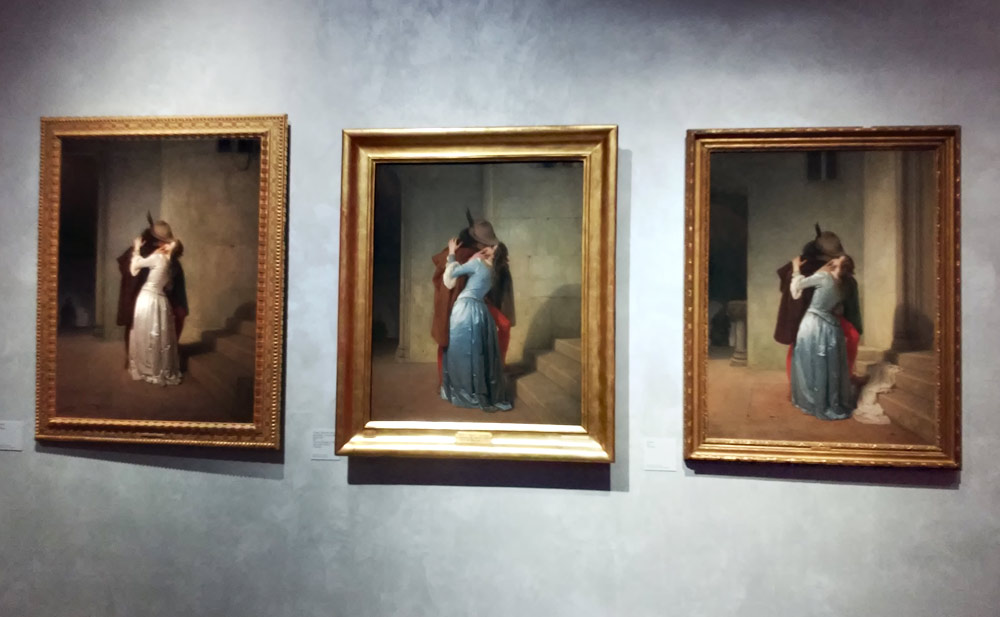 Le tre versioni del Bacio di Hayez in mostra a Milano tra 2015 e 2016