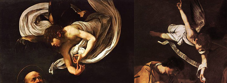 Confronto tra l'angelo del san Matteo e l'angelo della Natività di Palermo