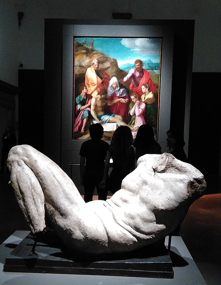 Il Dio fluviale di Michelangelo e la Pietà di Luco di Andrea del Sarto alla mostra sul Cinquecento fiorentino a Palazzo Strozzi a Firenze