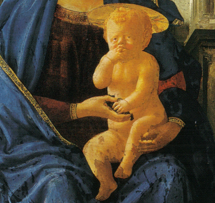 Dettaglio del Bambino nel Polittico di Pisa di Masaccio