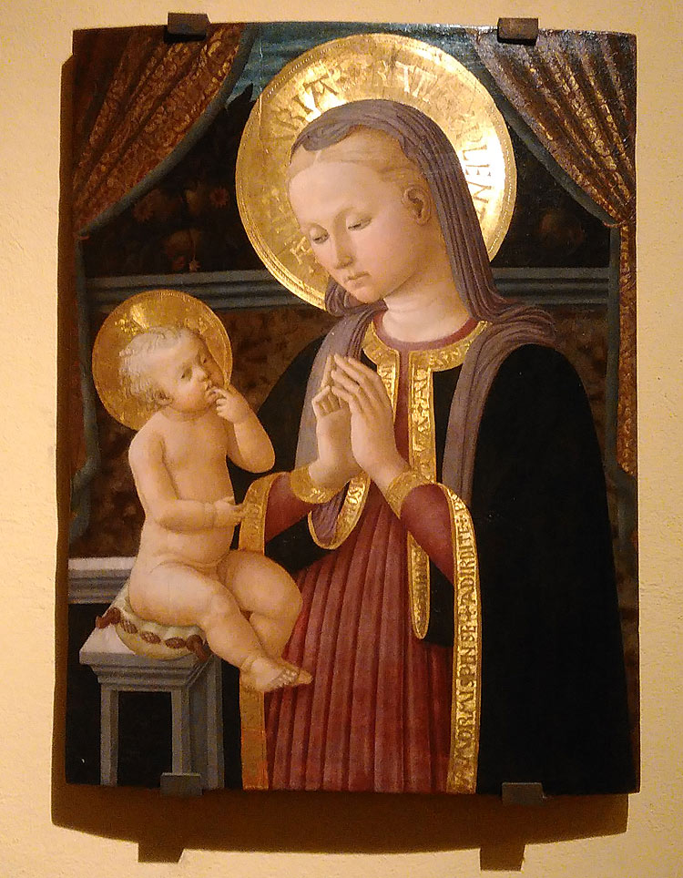 Zanobi Machiavelli, Madonna in adorazione del Bambino (1460-1470 circa; tavola, 77,5 x 58 cm; Fucecchio, Museo Civico)
