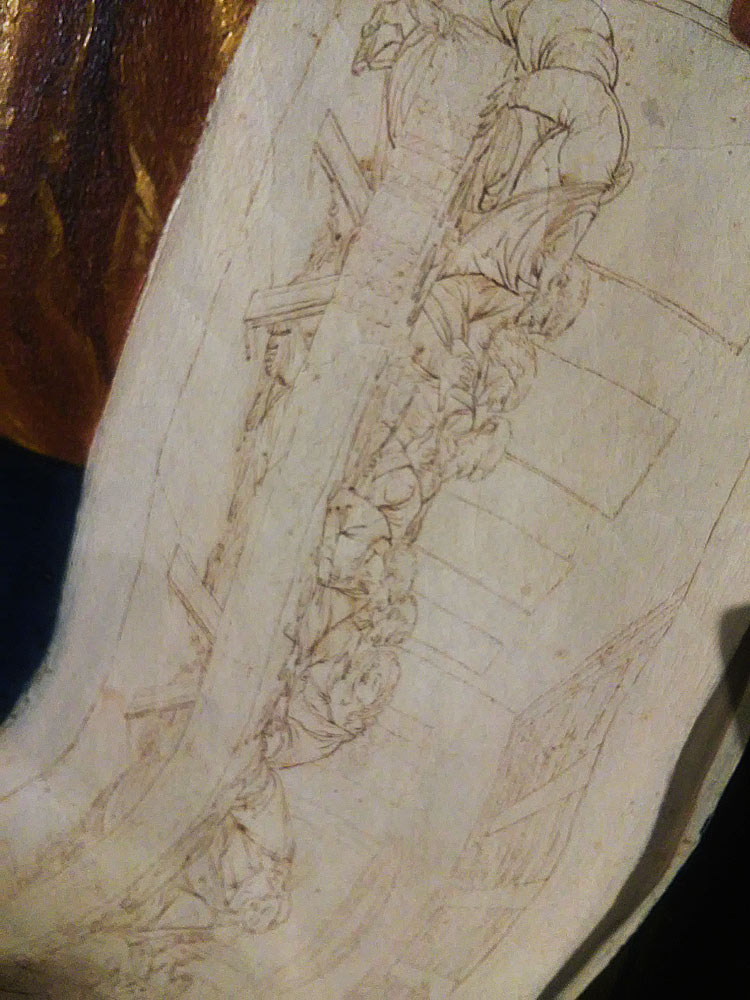 Giuseppe Diotti, La corte di Ludovico il Moro, particolare del bozzetto dell'Ultima cena che Leonardo da Vinci presenta a Ludovico il Moro Giuseppe Diotti, La corte di Ludovico il Moro, particolare del bozzetto dell'Ultima cena che Leonardo da Vinci presenta a Ludovico il Moro