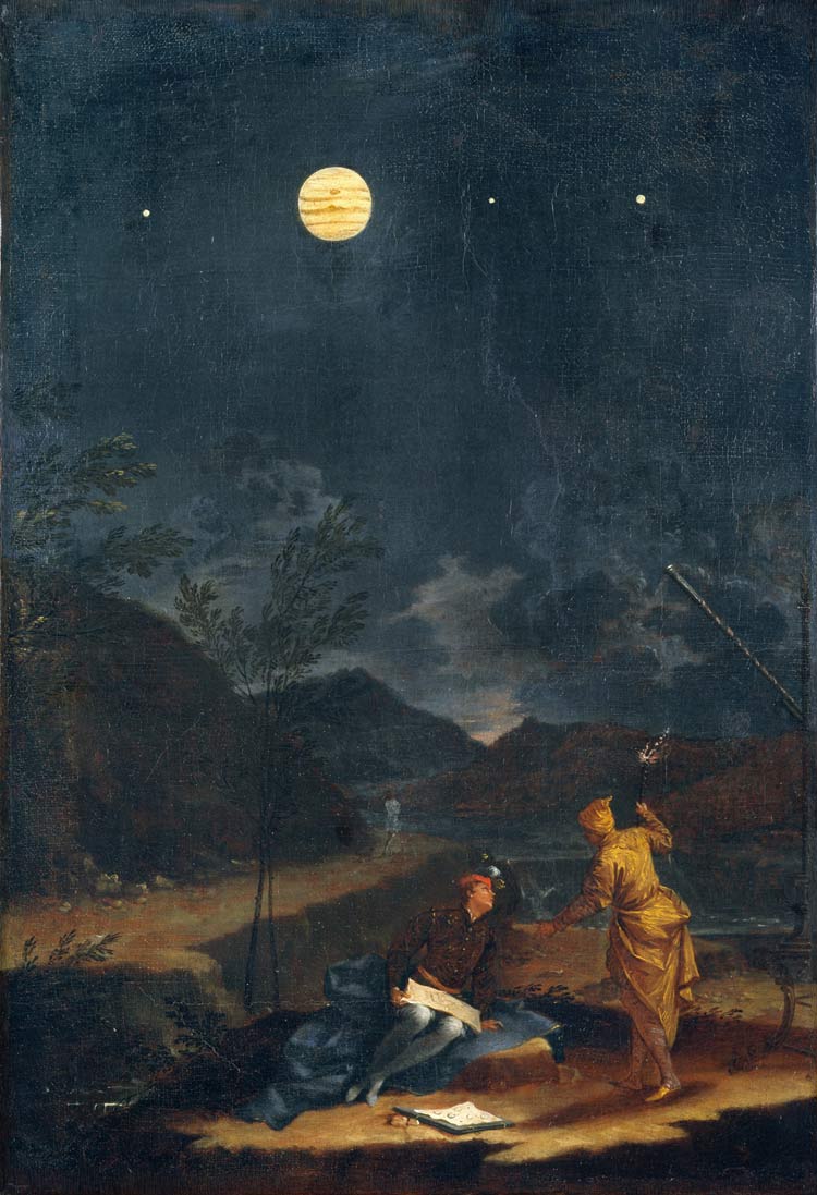 Donato Creti, Osservazioni Astronomiche. Giove (1711; olio su tela, 51 x 35 cm; Roma, Città del Vaticano, Pinacoteca Vaticana) Donato Creti, Osservazioni Astronomiche. Giove (1711; olio su tela, 51 x 35 cm; Roma, Città del Vaticano, Pinacoteca Vaticana)