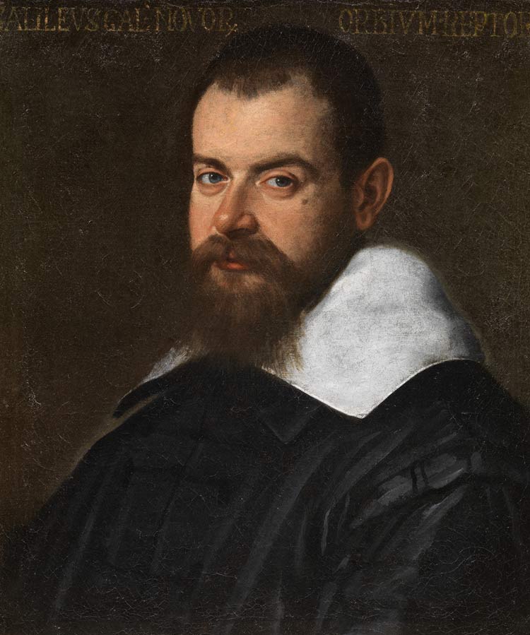 Santi di Tito, Ritratto di Galileo Galilei (1603 circa; olio su tela, 70 x 61 cm; Grassina, Collezione Alberto Bruschi) Santi di Tito, Ritratto di Galileo Galilei (1603 circa; olio su tela, 70 x 61 cm; Grassina, Collezione Alberto Bruschi)