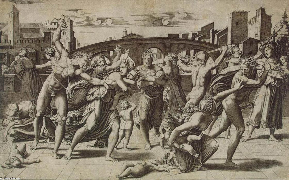 Marcantonio Raimondi (su disegno di Raffaello), Strage degli innocenti Marcantonio Raimondi (su disegno di Raffaello), Strage degli innocenti