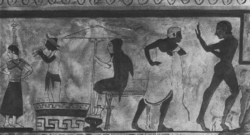 Arte etrusca, Scene di giochi funebri e al centro ritratto della defunta Arte etrusca, Scene di giochi funebri e al centro ritratto della defunta
