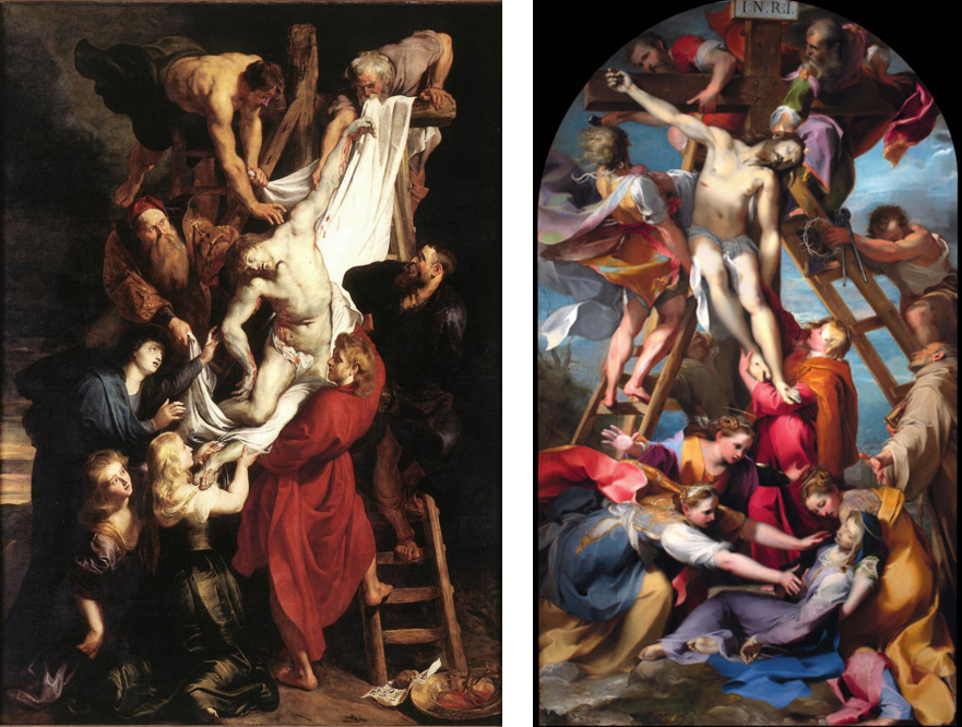 Confronto tra il dipinto di Rubens e la Deposizione di Federico Barocci