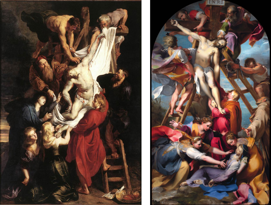 Confronto tra il dipinto di Rubens e la Deposizione di Federico Barocci