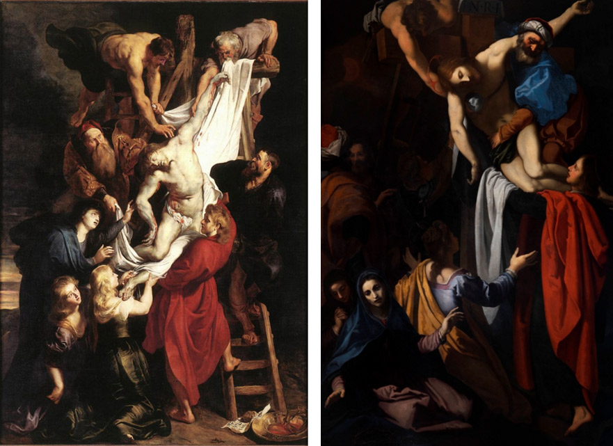 Confronto tra il dipinto di Rubens e la Deposizione del Cigoli