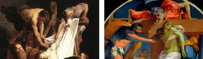 Confronto tra il dipinto di Rubens e la Deposizione del Rosso Fiorentino