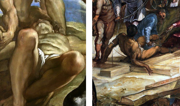 Confronto tra il dipinto di Rubens e la Crocifissione del Tintoretto