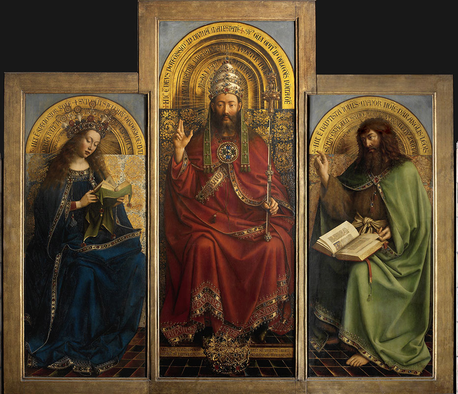 Jan van Eyck e Hubert van Eyck, Polittico dell’Agnello Mistico, la Deësis con, al centro, il Padreterno
