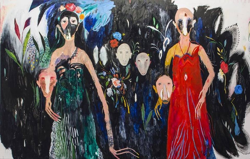 Silvia Mei, Bracciateste e veste rossa (2014; acrilico e tecnica mista su carta intelaiata, 242 x 150 cm)
Silvia Mei, Bracciateste e veste rossa (2014; acrilico e tecnica mista su carta intelaiata, 242 x 150 cm)
