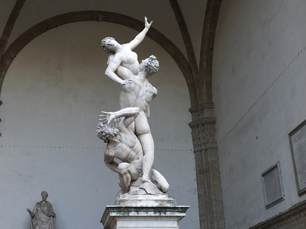 Giambologna, Ratto delle Sabine (1574-1580; marmo, altezza 410 cm; Firenze, Loggia dei Lanzi)