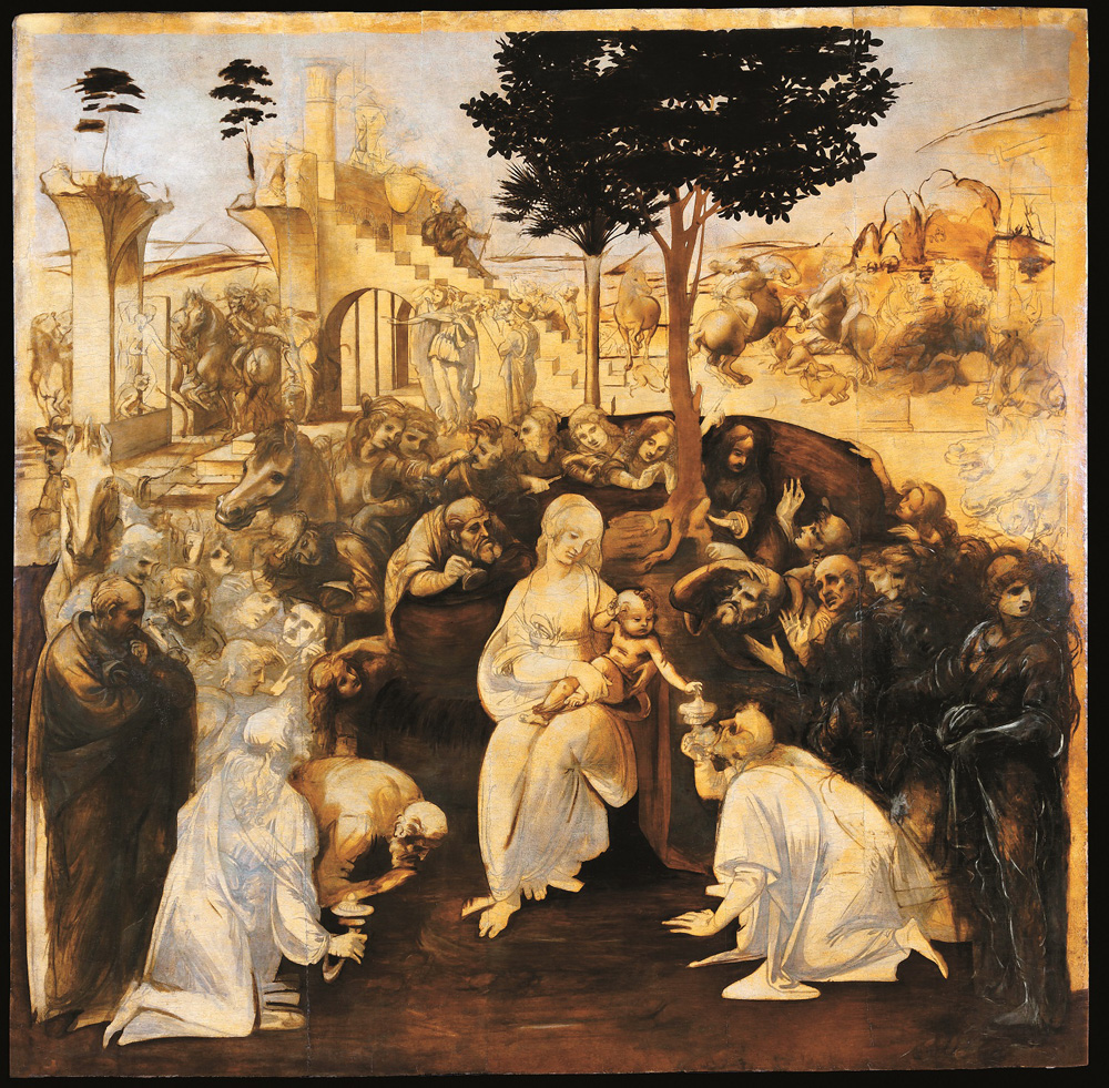 Leonardo da Vinci, Adorazione dei magi (1481-1482 circa; olio su tavola; Firenze, Uffizi)