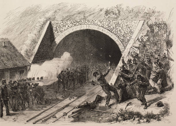 Settembre 1875, spari sui lavoratori in sciopero all'ingresso della Galleria del San Gottardo (Dalla rivista La ilustración española y americana, anno 19, numero 34, 15 settembre 1875. Milano, Biblioteca Ambrosiana)
Settembre 1875, spari sui lavoratori in sciopero all'ingresso della Galleria del San Gottardo (Dalla rivista La ilustración española y americana, anno 19, numero 34, 15 settembre 1875. Milano, Biblioteca Ambrosiana)