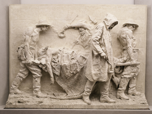 Vincenzo Vela, Monumento alle vittime del lavoro (1882; gesso, modello originale, 255 x 332,5 x 66 cm; Ligornetto, Museo Vincenzo Vela)
Vincenzo Vela, Monumento alle vittime del lavoro (1882; gesso, modello originale, 255 x 332,5 x 66 cm; Ligornetto, Museo Vincenzo Vela)