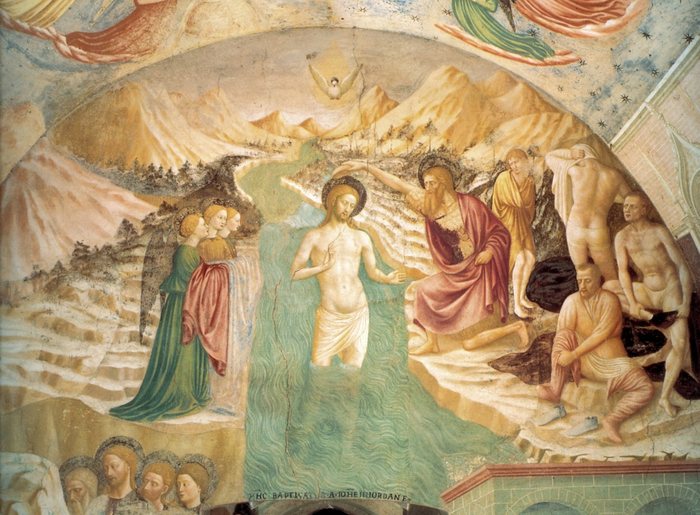 Masolino, Battesimo di Cristo (1434; affresco; Castiglione Olona, Battistero) 