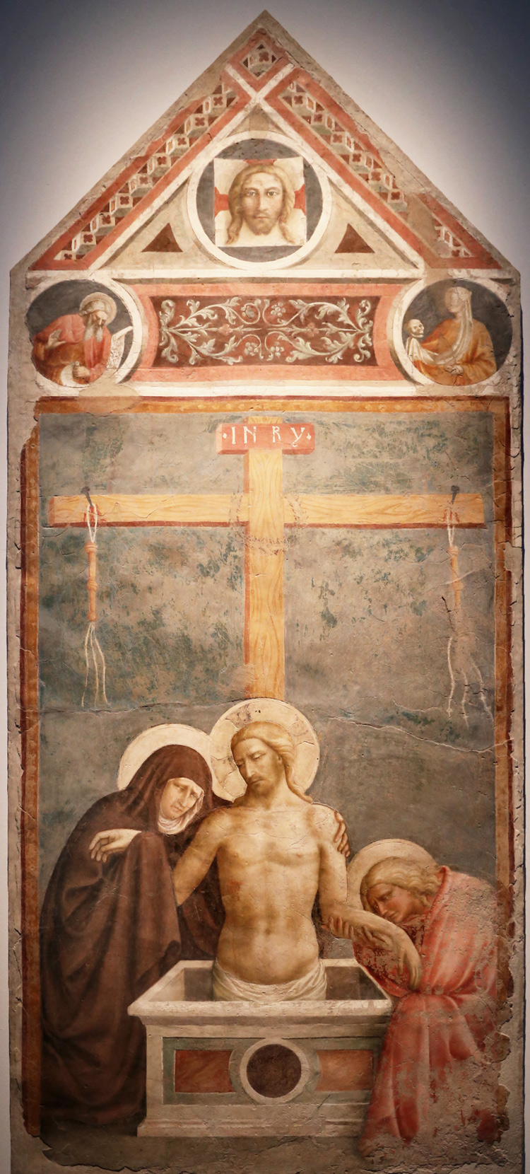 Masolino da Panicale, Cristo in pietà (1424; affresco staccato, 280 x 118 cm; Empoli, Museo della Collegiata di Sant'Andrea) 