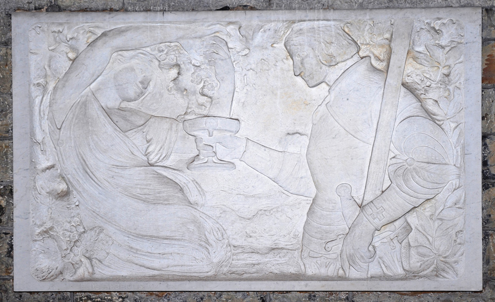 Edoardo de Albertis, Il viandante e la fonte (1901; marmo; Genova, Castello Mackenzie) Edoardo de Albertis, Il viandante e la fonte (1901; marmo; Genova, Castello Mackenzie)