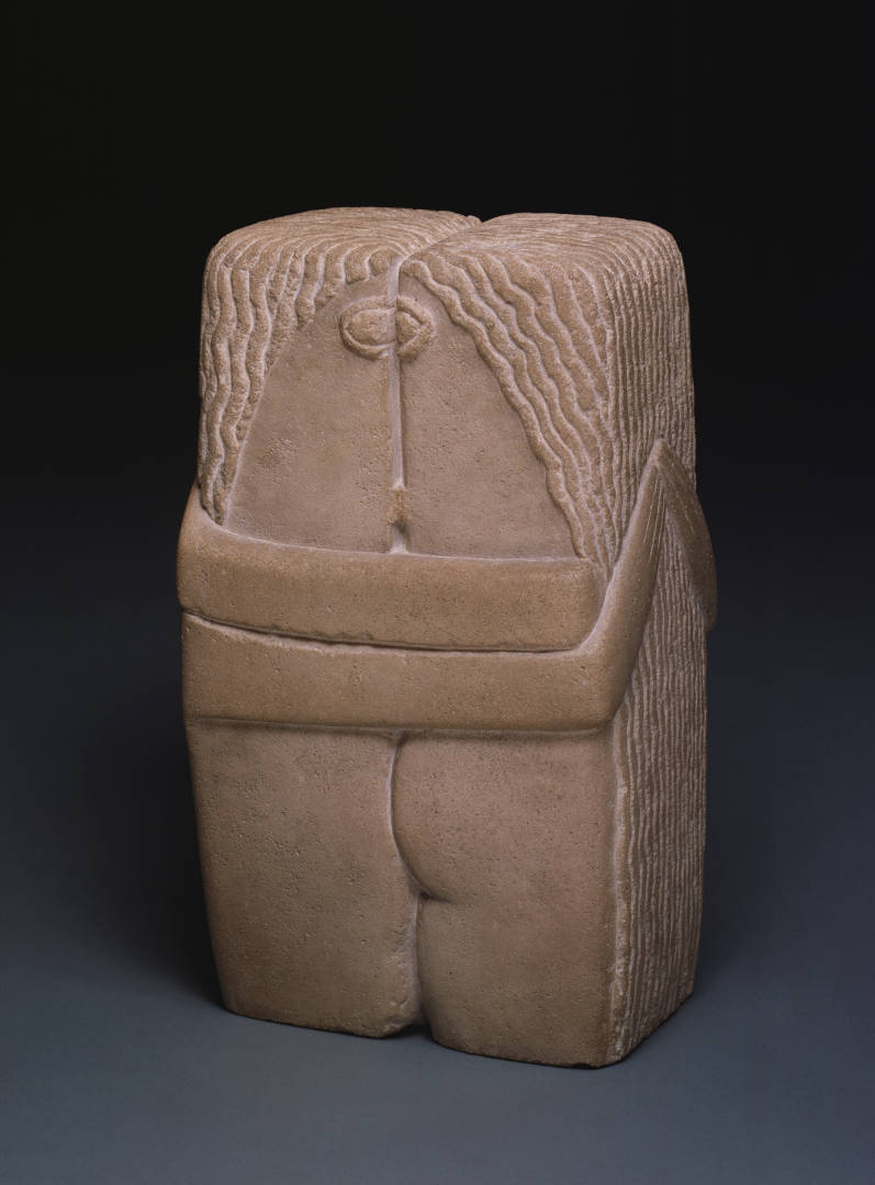 Constantin Brâncuși, Il bacio (1916; calcare, 58,4 x 33,7 x 25,4 cm; Filadelfia, Philadelphia Museum of Art)
Constantin Brâncuși, Il bacio (1916; calcare, 58,4 x 33,7 x 25,4 cm; Filadelfia, Philadelphia Museum of Art)
