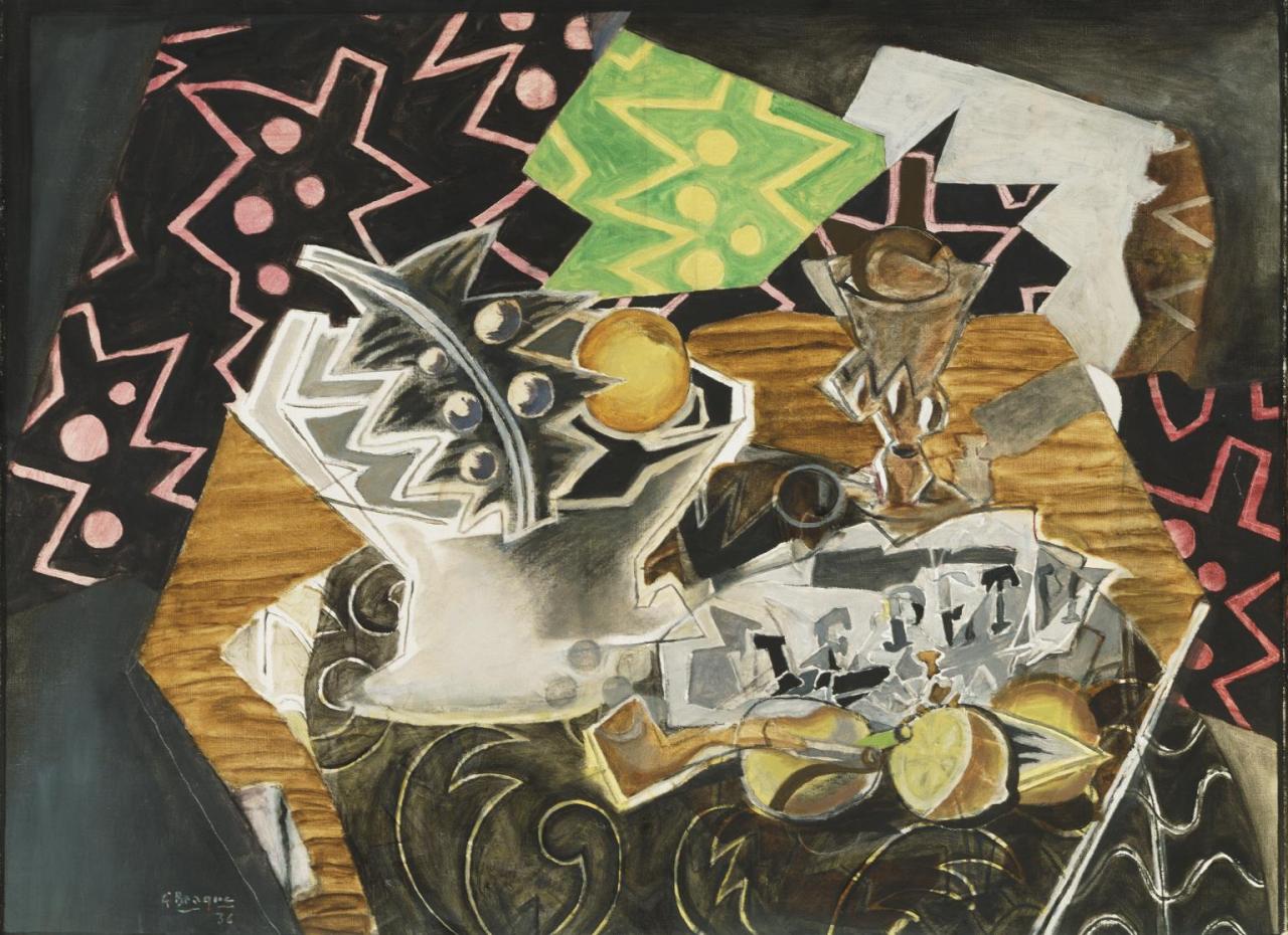 Georges Braque, Natura morta con piatto di frutta (1936; olio su tela, 60,3 x 81,3 cm; Filadelfia, Philadelphia Museum of Art)
Georges Braque, Natura morta con piatto di frutta (1936; olio su tela, 60,3 x 81,3 cm; Filadelfia, Philadelphia Museum of Art)