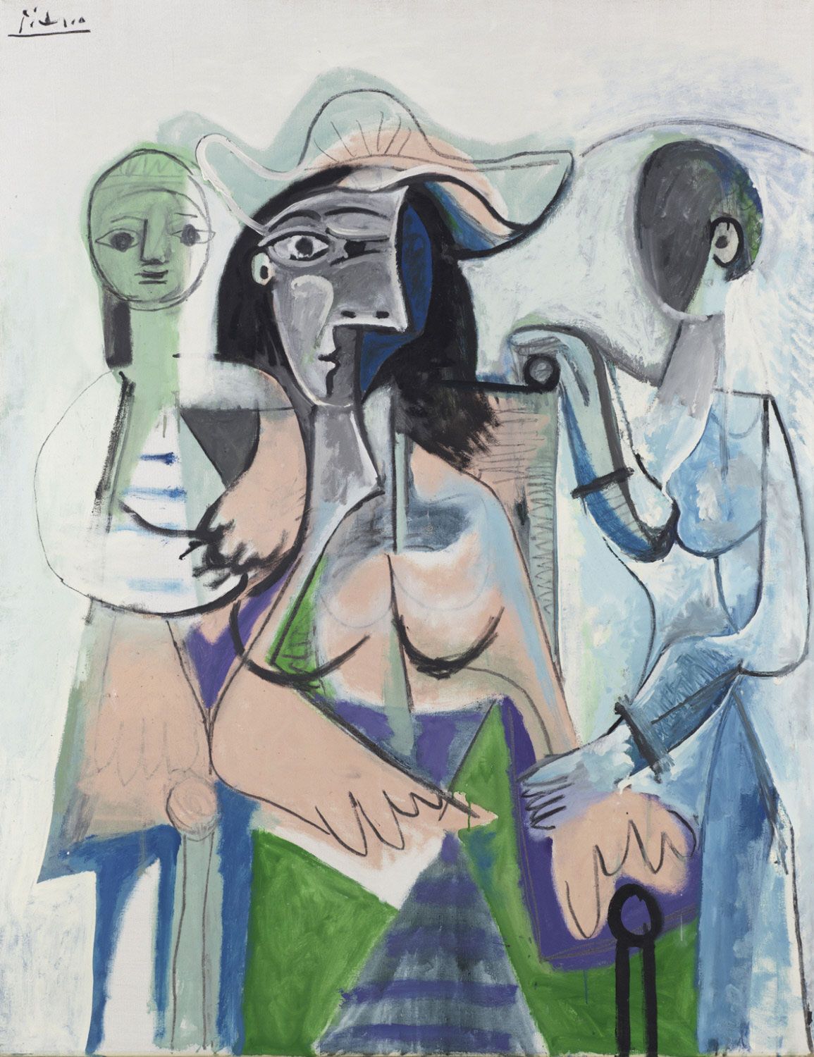 Pablo Picasso, Donne e bambine (1961; olio su tela, 146 x 113,7 cm; Filadelfia, Philadelphia Museum of Art)
Pablo Picasso, Donne e bambine (1961; olio su tela, 146 x 113,7 cm; Filadelfia, Philadelphia Museum of Art)