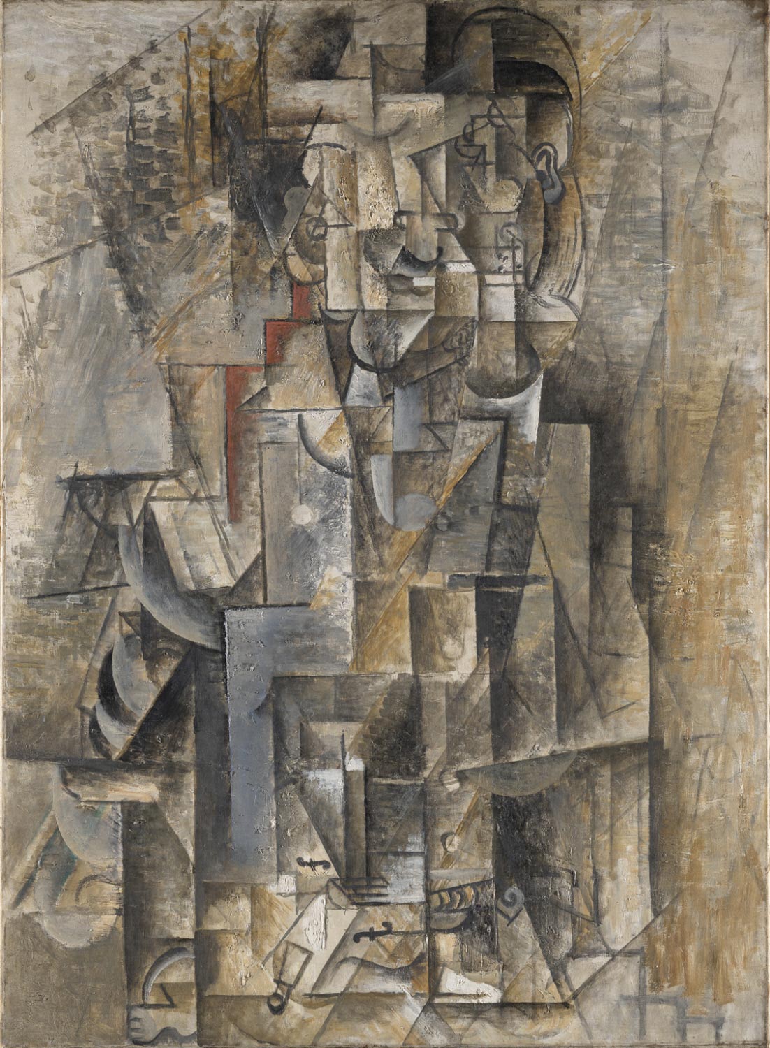 Pablo Picasso, Uomo col violino (1911-1912; olio su tela, 116,8 x 89,5 cm; Filadelfia, Philadelphia Museum of Art) 