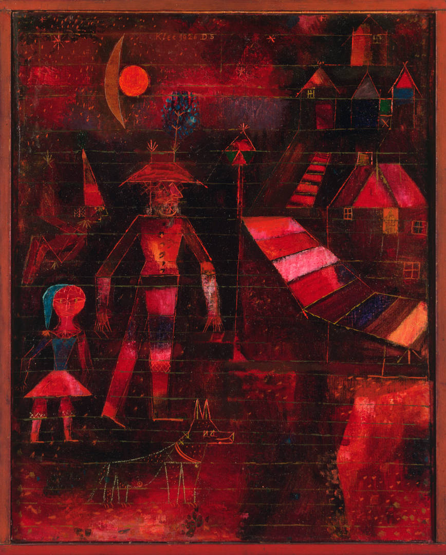 Paul Klee, Carnevale al villaggio (1926; olio su tela su pannello, 65,2 x 44 cm; Filadelfia, Philadelphia Museum of Art)
Paul Klee, Carnevale al villaggio (1926; olio su tela su pannello, 65,2 x 44 cm; Filadelfia, Philadelphia Museum of Art)