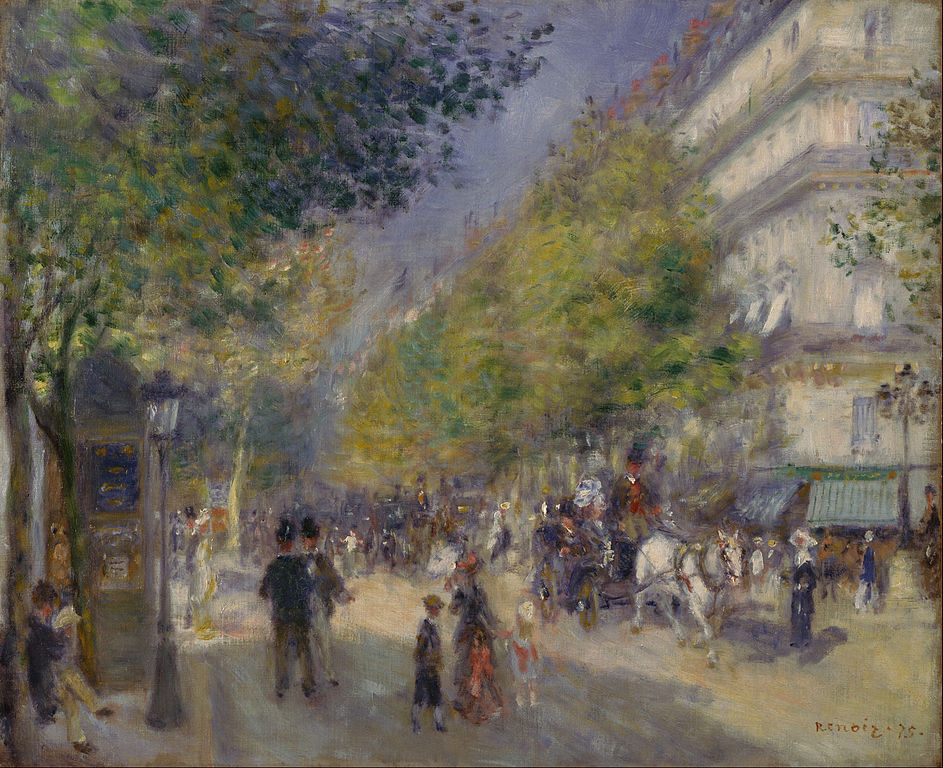 Pierre-Auguste Renoir, I Grands Boulevards (1875; olio su tela, 52,1 x 63,5 cm; Filadelfia, Philadelphia Museum of Art)
Pierre-Auguste Renoir, I Grands Boulevards (1875; olio su tela, 52,1 x 63,5 cm; Filadelfia, Philadelphia Museum of Art)