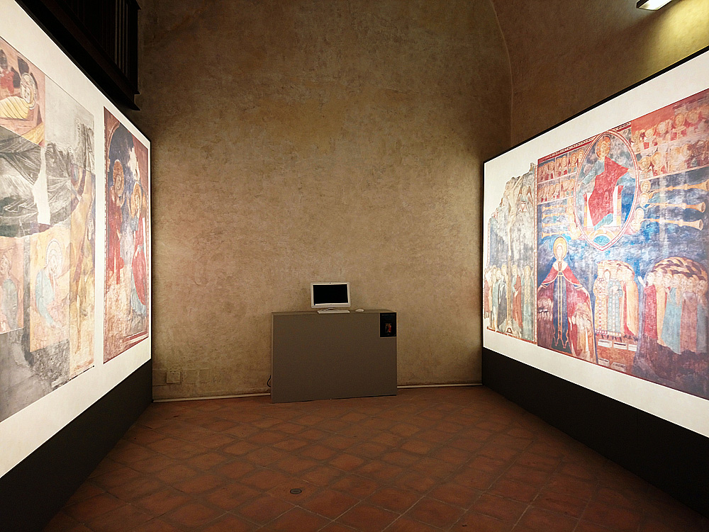 La sala con la ricostruzione degli affreschi del Maestro delle Palazze
