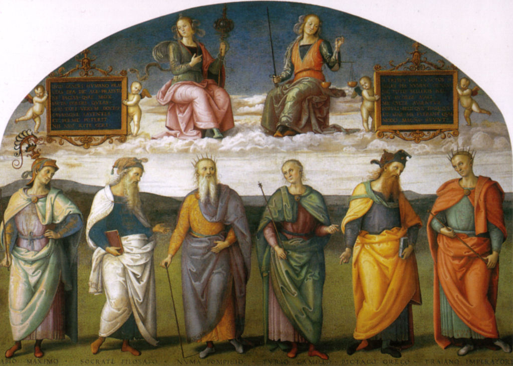 Realtà: l'affresco dei sei savi antichi nel Collegio del Cambio (Perugia) 