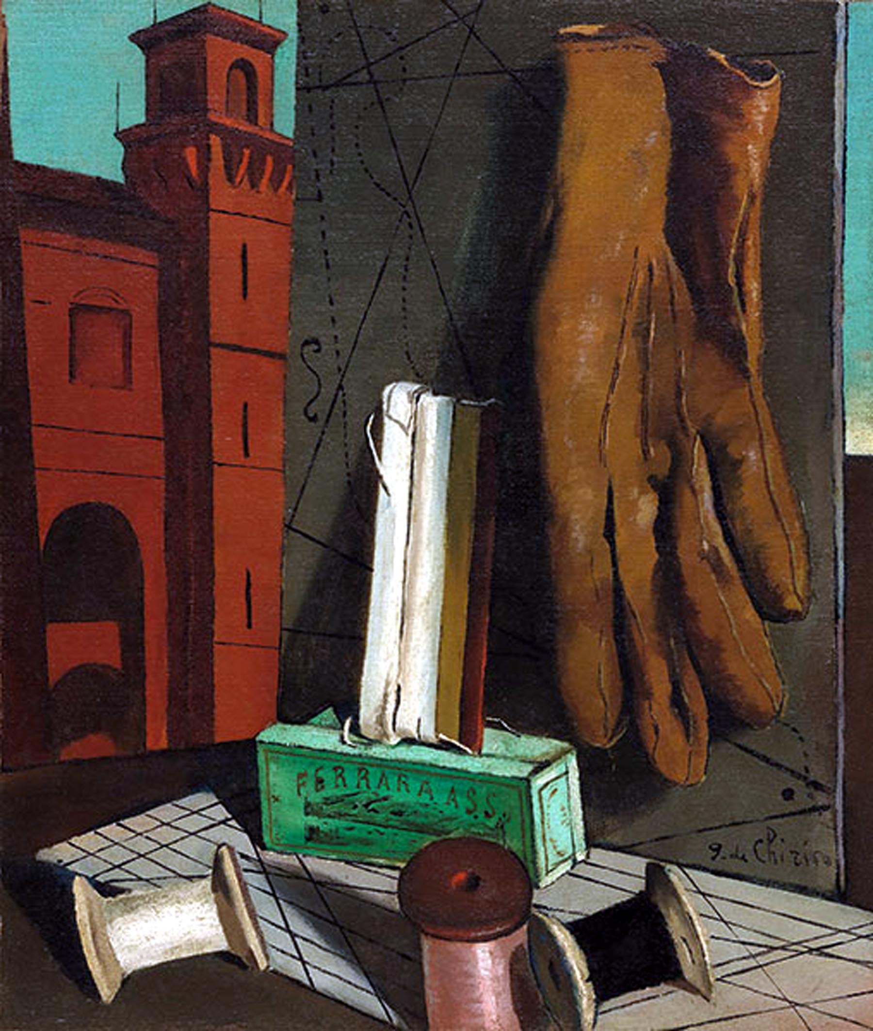 Giorgio De Chirico, I progetti della fanciulla (1915; olio su tela, 47,5 x 40,3 cm; New York, MoMA)
