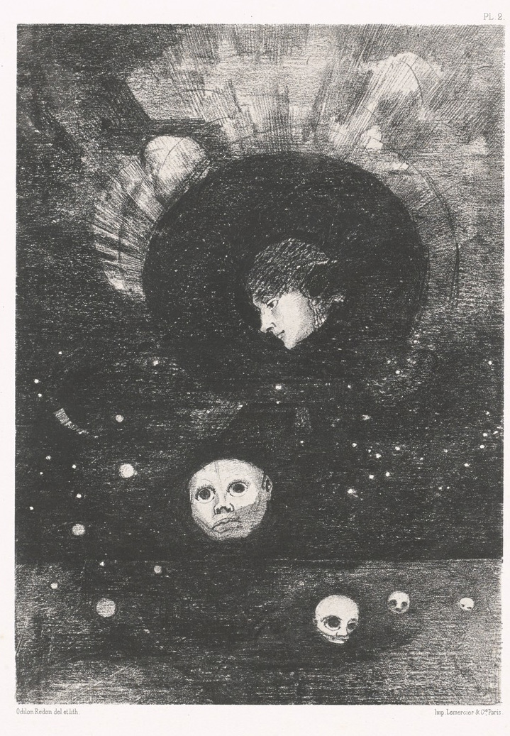Odilon Redon, Germination, tavola della serie Dans le rêve (1878; litografia, 27,1 x 19,5 cm; New York, MoMA)

