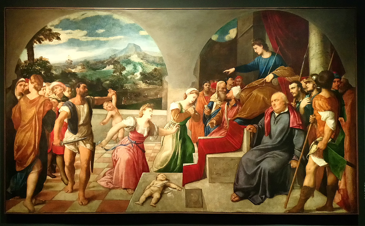 Bonifacio Veronese, Giudizio di Salomone (1533; olio su tela, 180 x 309 cm; Venezia, Gallerie dell'Accademia)
