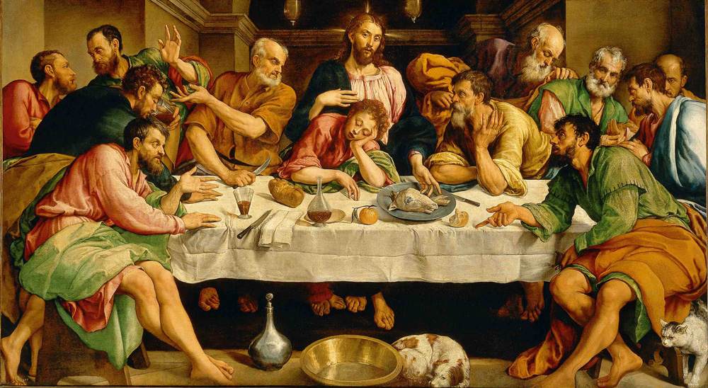Jacopo Bassano, Ultima cena (1547-1548; olio su tela, 168 x 270 cm; Roma, Galleria Borghese)
