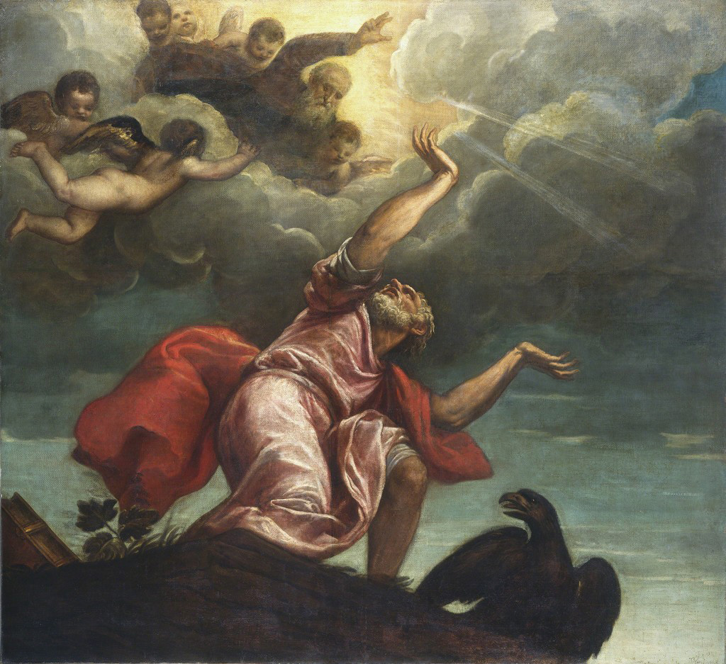 Tiziano, San Giovanni Evangelista a Patmos (1547 circa; olio su tela, 237,6 x 263 cm; Washington, National Gallery of Art)
