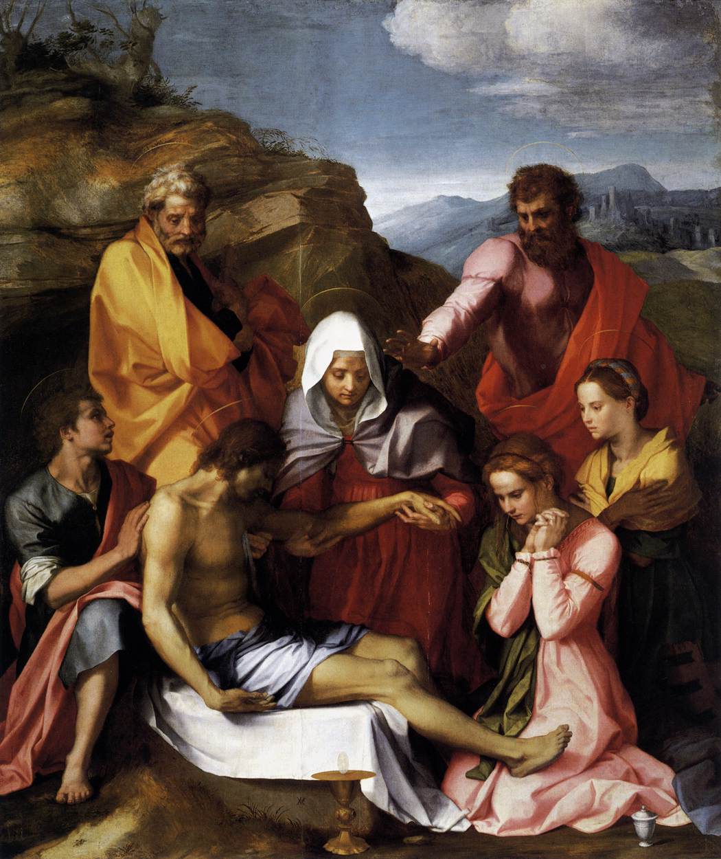 Andrea del Sarto, Pietà di Luco (1523; olio su tavola, 239 x 199 cm; Firenze, Galleria Palatina di Palazzo Pitti)