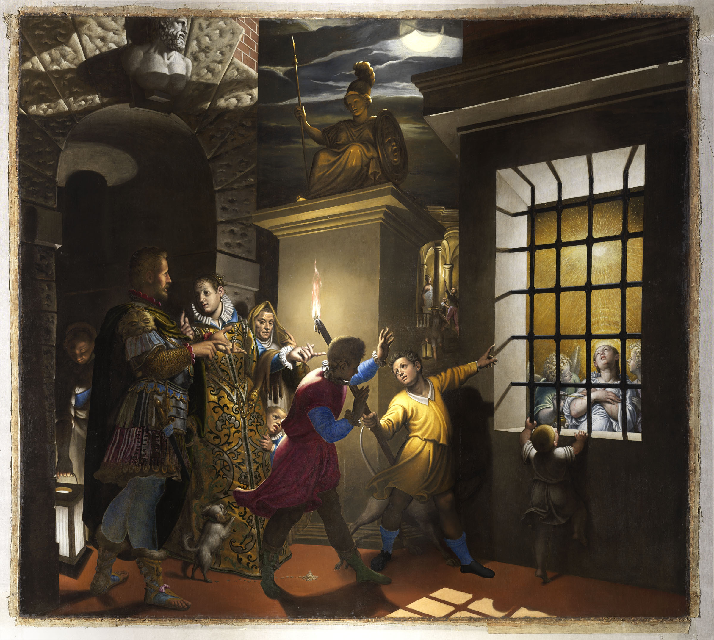 Antonio Campi, Santa Caterina visitata in carcere dall’imperatrice Faustina (1584; olio su tela, 400 x 500 cm; Milano, chiesa di santa Maria degli Angeli)
