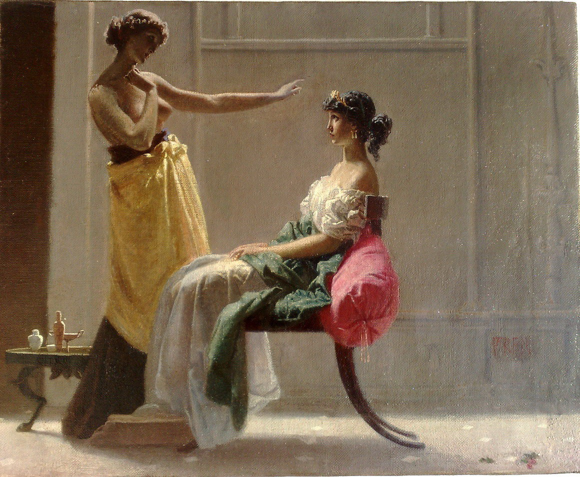 Federico Faruffini, La toeletta del mattino (1865; olio su tela, 40 x 49,5 cm; Collezione privata)