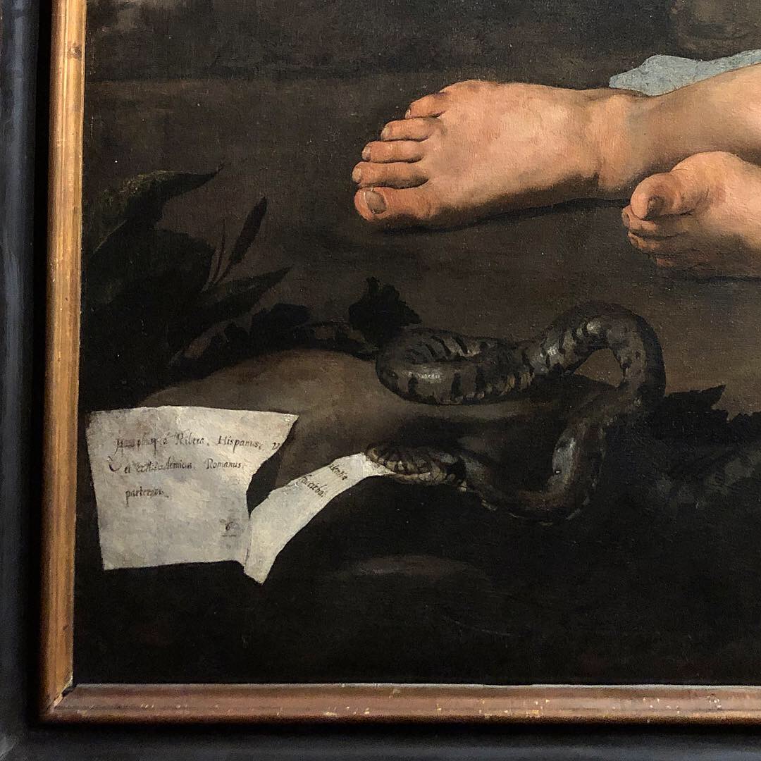 Jusepe de Ribera, Sileno ebbro, dettaglio della firma dell'artista 