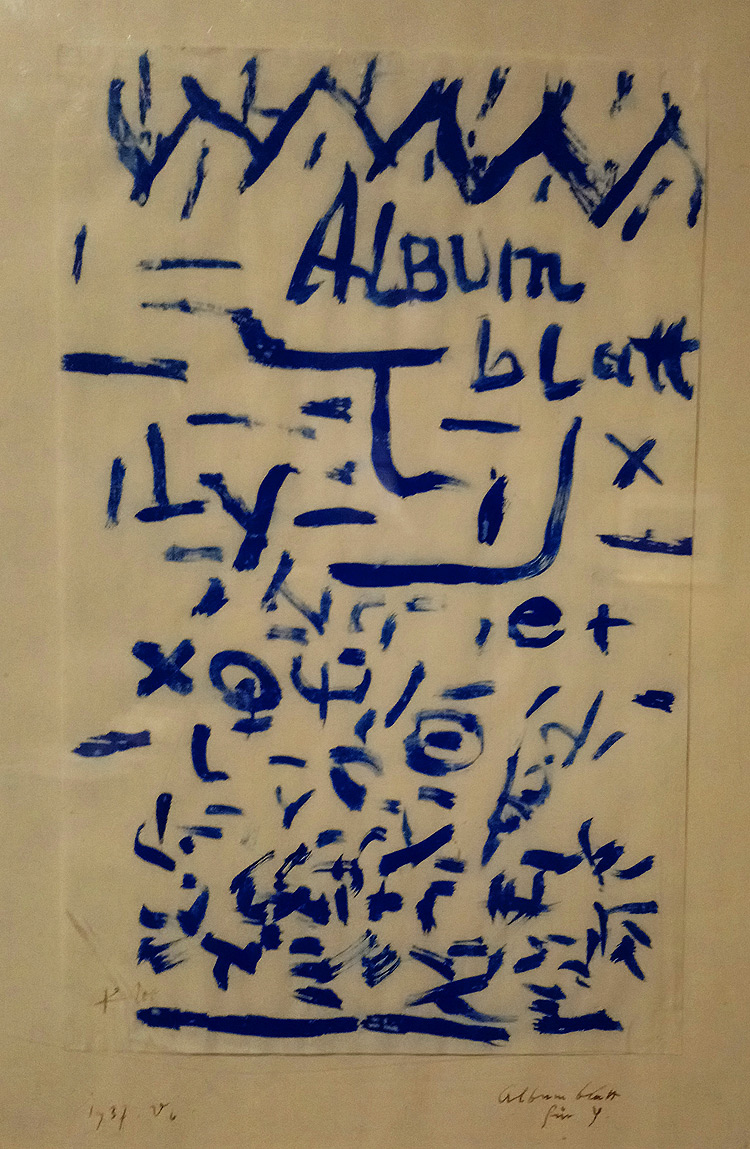 Paul Klee, Album Blatt für Y, Foglio d’album per Y (1937; gouache su carta 33 × 22 cm; Bologna, Ponte Ronca di Zola Predosa,  Ca’ la Ghironda – ModernArtMuseum)

