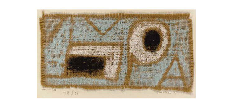 Paul Klee, Initiale A, Iniziale A (1938; pastello su juta su cartone, 12 × 24,1 cm; Lucerna, Galerie Rosengart)
