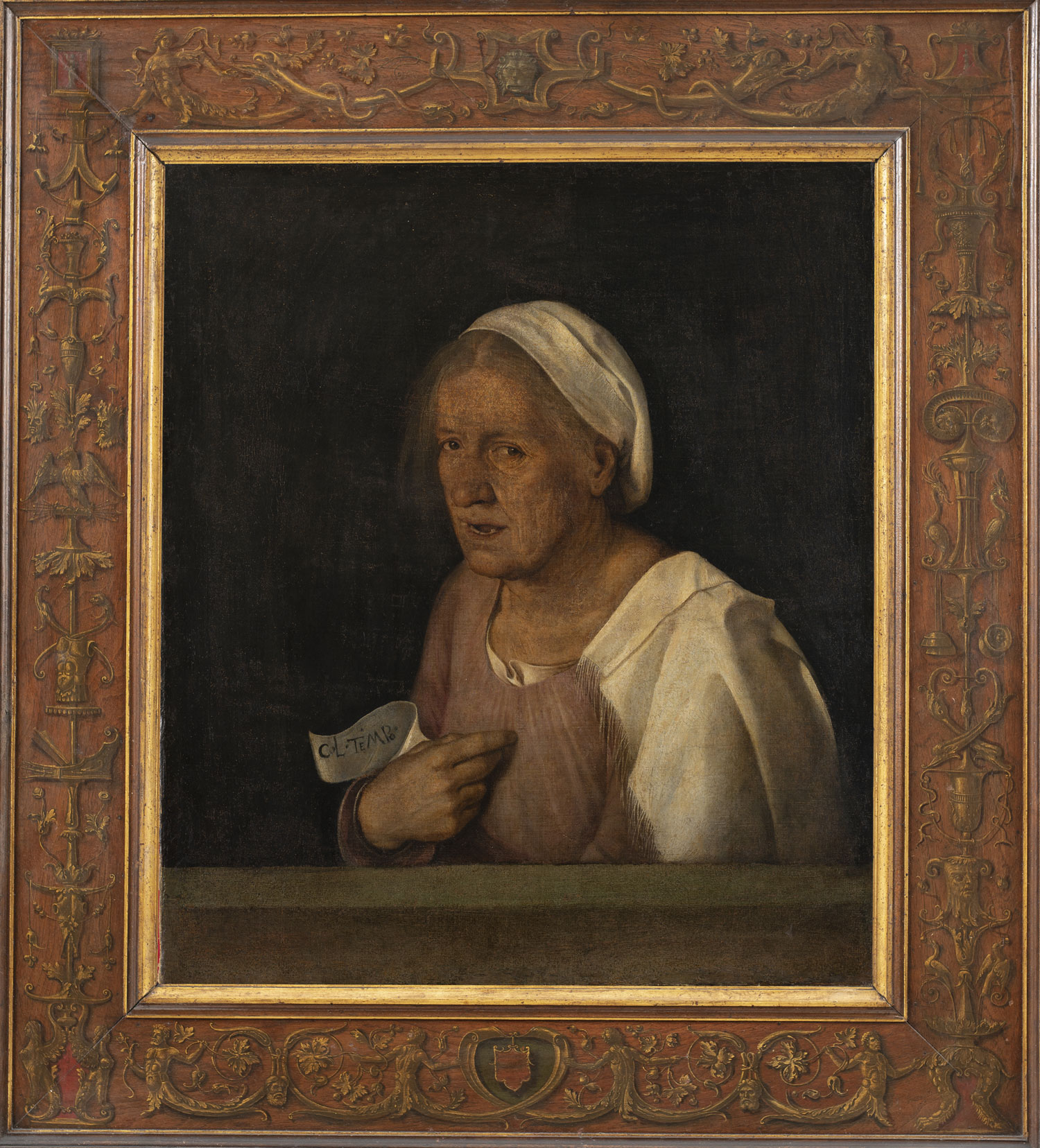 Giorgione, La Vecchia, prima del restauro (dipinto su tela, cm 68,4 x 59,5; Venezia, Gallerie dell'Accademia). Archivio fotografico GAve - su concessione del Ministero dei beni e delle attività culturali e del turismo, Museo Nazionale Gallerie dell’Accademia di Venezia. Ph. Matteo De Fina