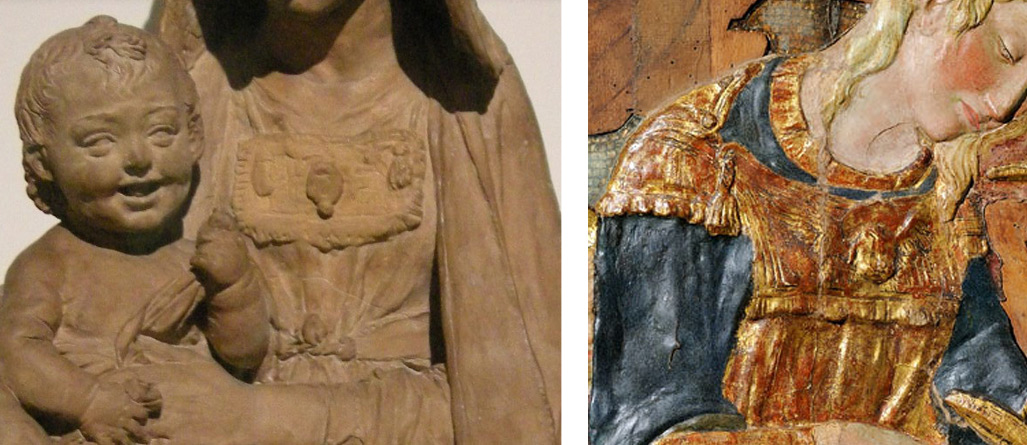 Confronto tra la Madonna del Victoria and Albert Museum e la Madonna dei Cordai di Donatello (Firenze, Museo Bardini)
