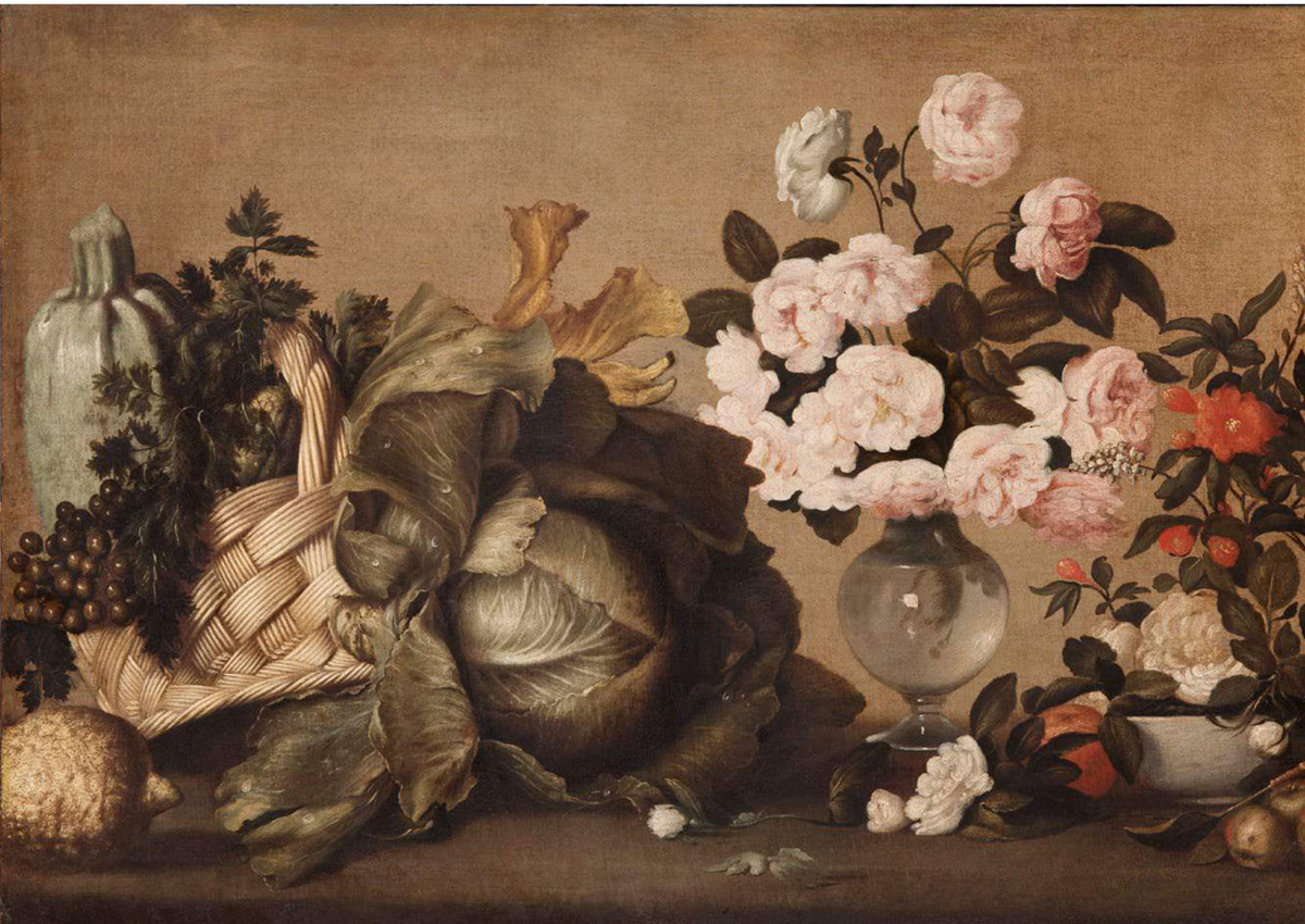 Bernardo Strozzi, Natura morta con vaso di peonie rosa (1635-1644 circa; olio su tela, 65 x 92,5 cm; Milano, Collezione Poletti)
