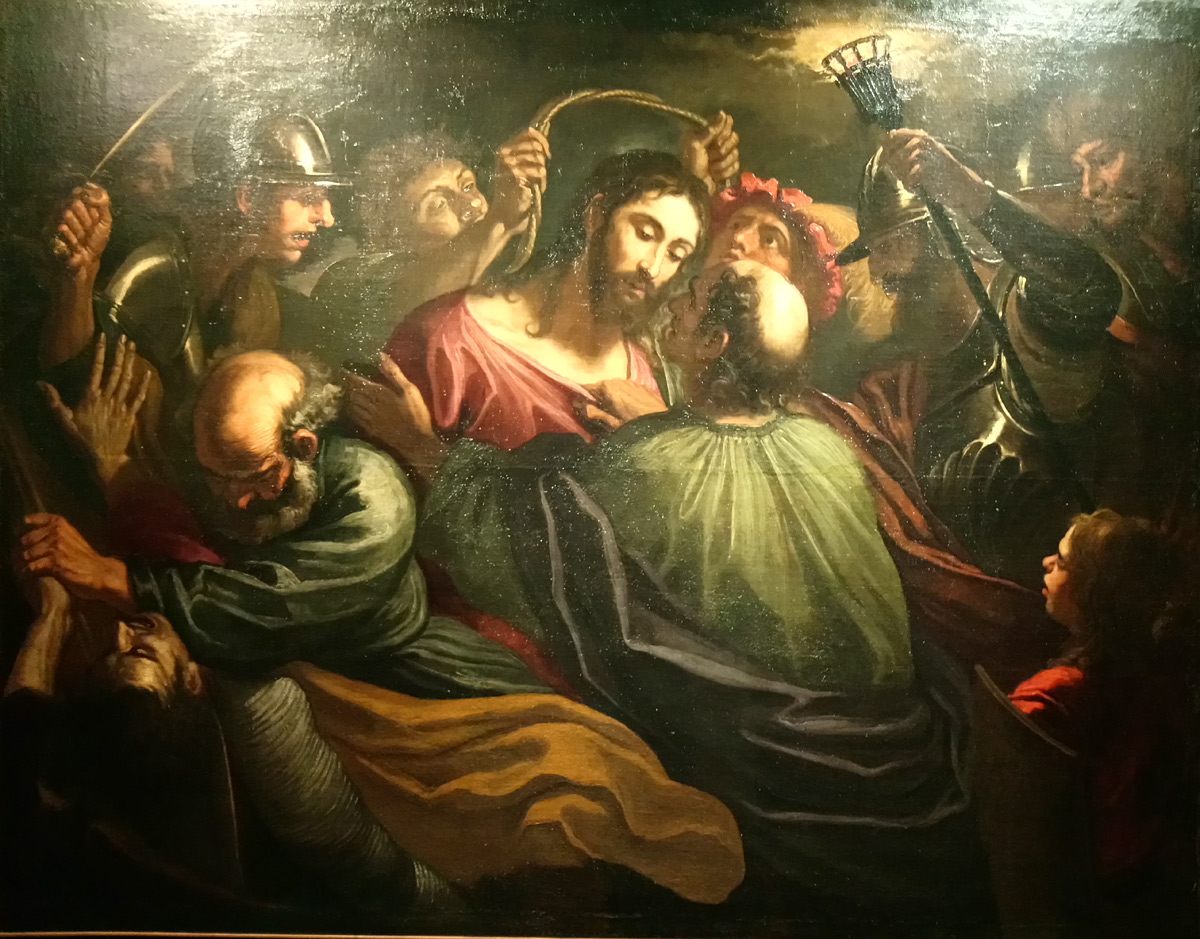 Giovanni Battista Merano, Cattura di Cristo (1655-1665 circa; olio su tela, 157 x 200 cm; Collezione privata)
