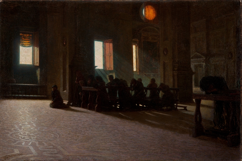 Angelo Morbelli, Incensum domino! (1892-1893; olio su tela, 80,3 x 119,9 cm; Tortona, “Il Divisionismo” Pinacoteca Fondazione C. R. Tortona)
